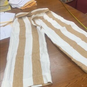 Striped White and Tan Pants